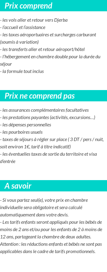 Conditions tarifaires
