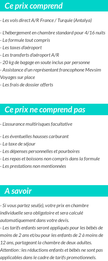 Conditions tarifaires