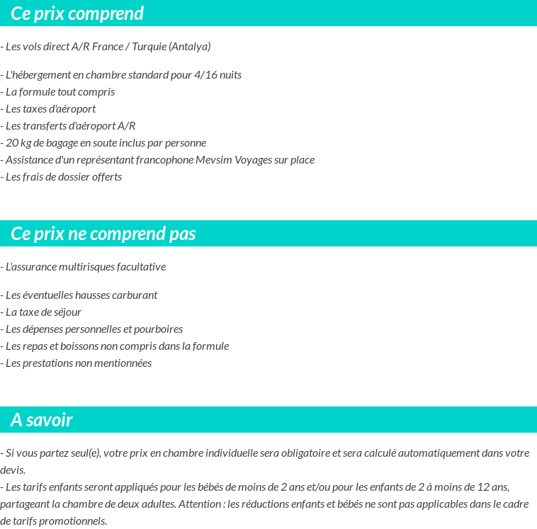 Conditions tarifaires
