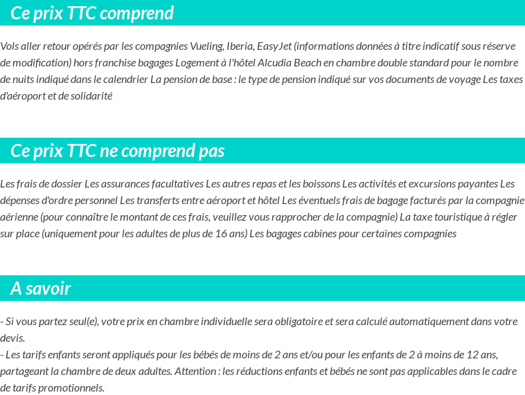 Conditions tarifaires