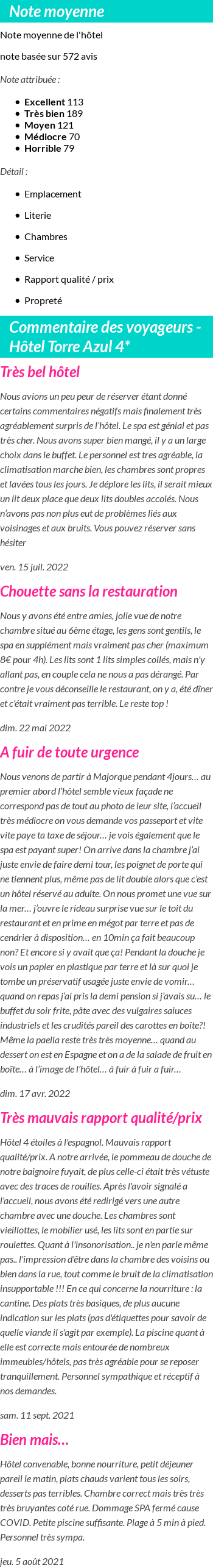 Avis clients