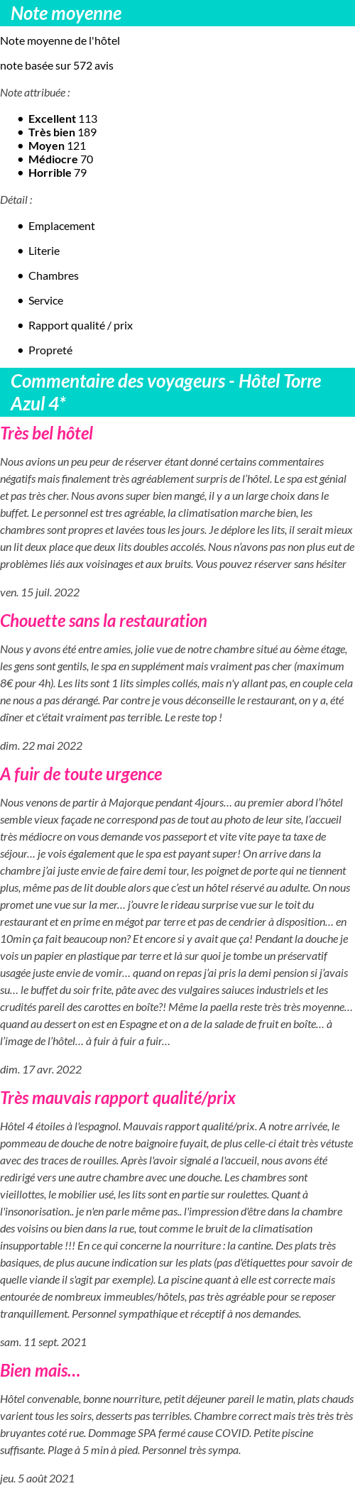 Avis clients