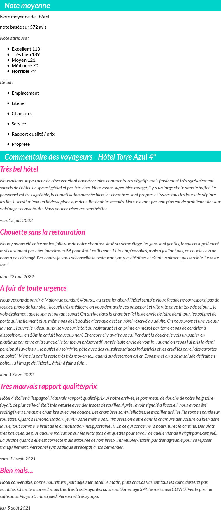 Avis clients