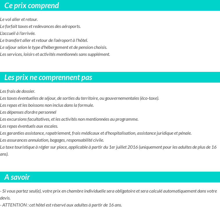 Conditions tarifaires