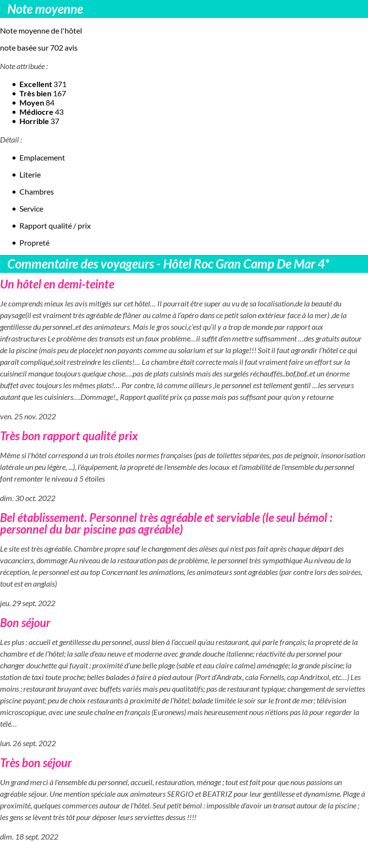 Avis clients