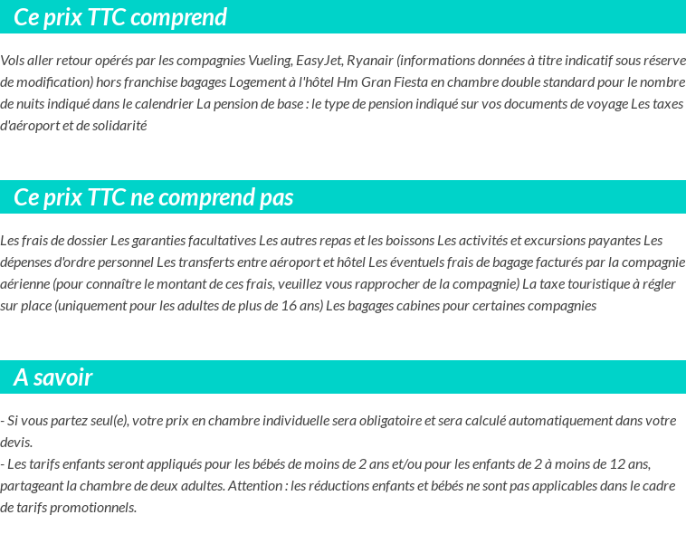 Conditions tarifaires