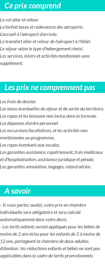 Conditions tarifaires