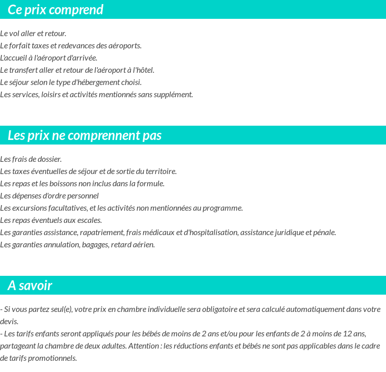 Conditions tarifaires