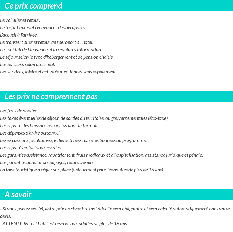 Conditions tarifaires