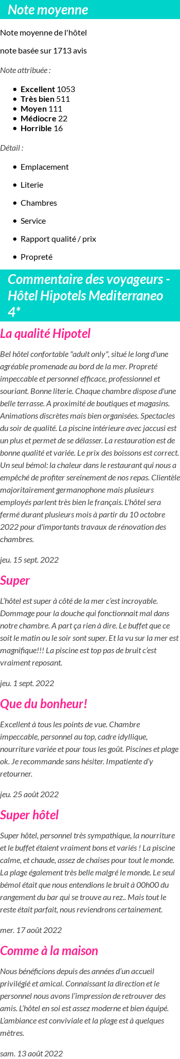 Avis clients