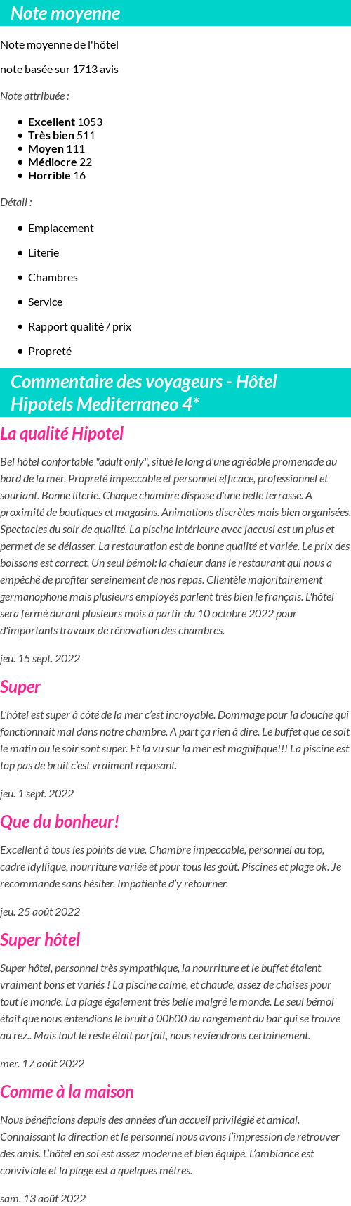 Avis clients