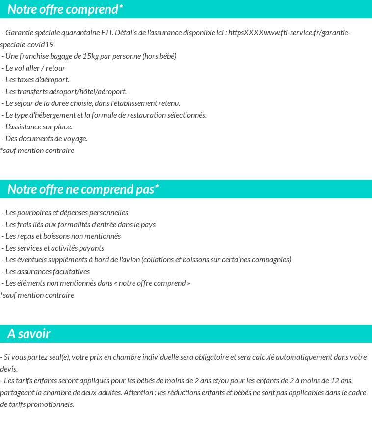 Conditions tarifaires