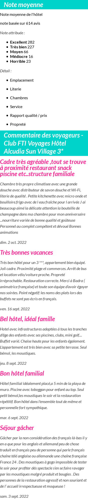 Avis clients