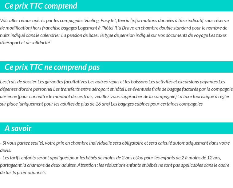 Conditions tarifaires