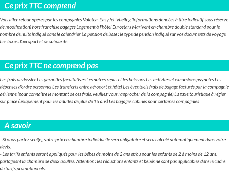 Conditions tarifaires