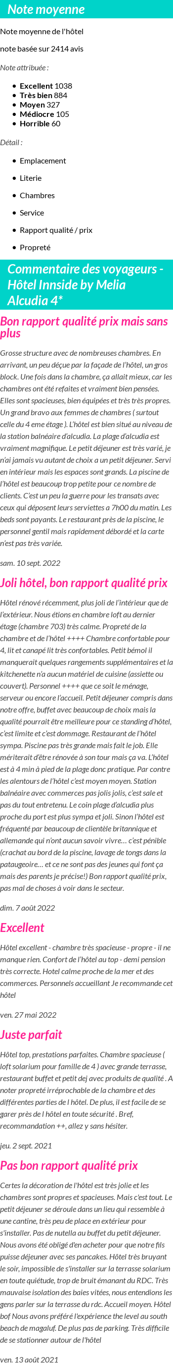 Avis clients