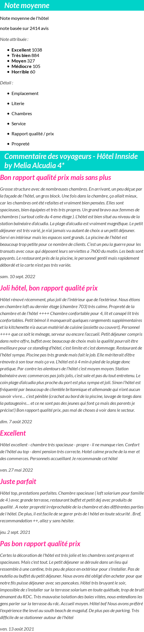 Avis clients