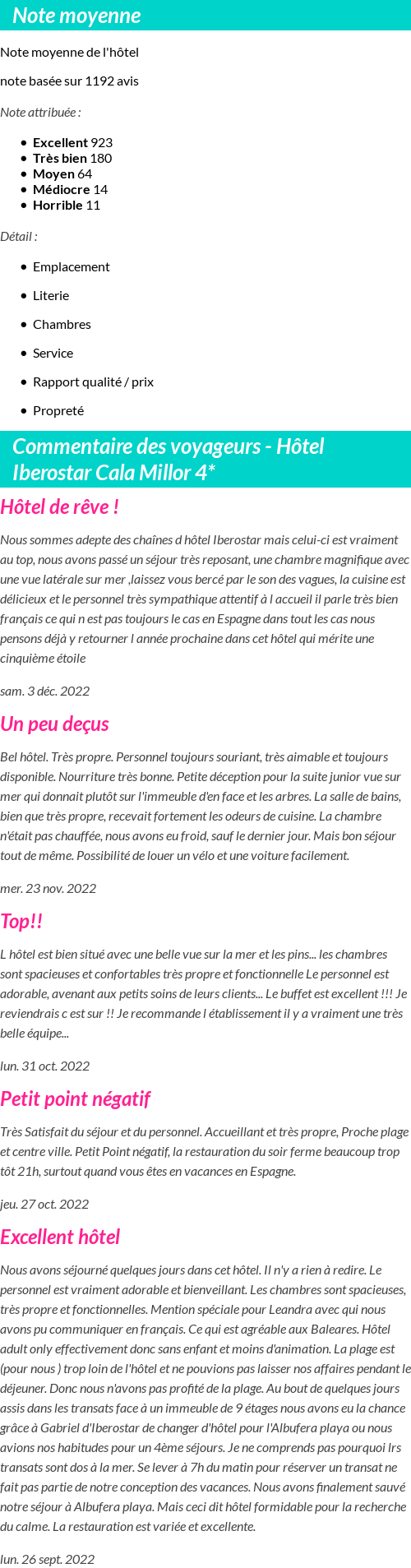 Avis clients