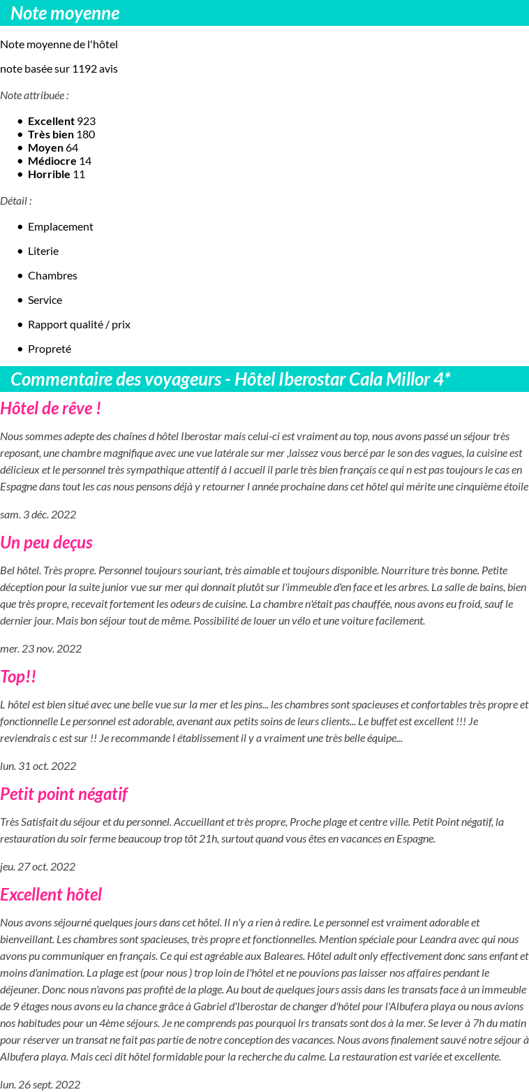 Avis clients
