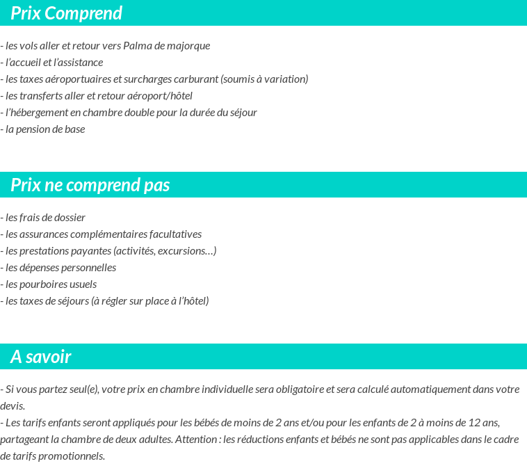 Conditions tarifaires