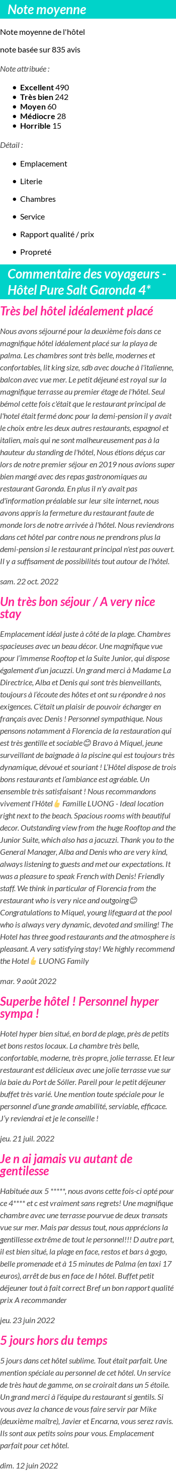 Avis clients
