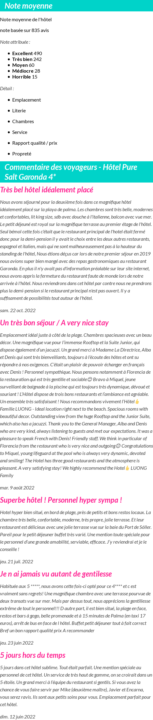 Avis clients