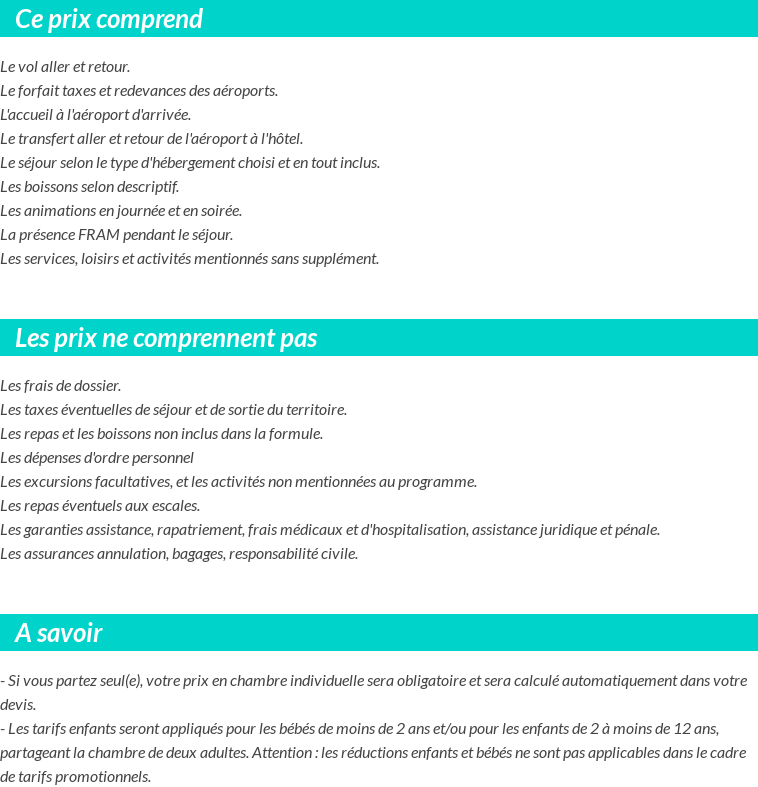 Conditions tarifaires