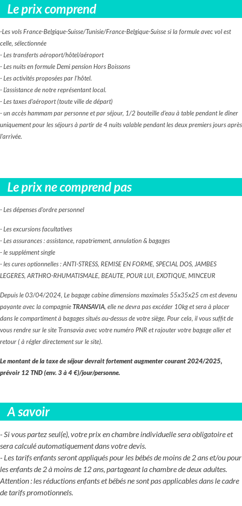 Conditions tarifaires