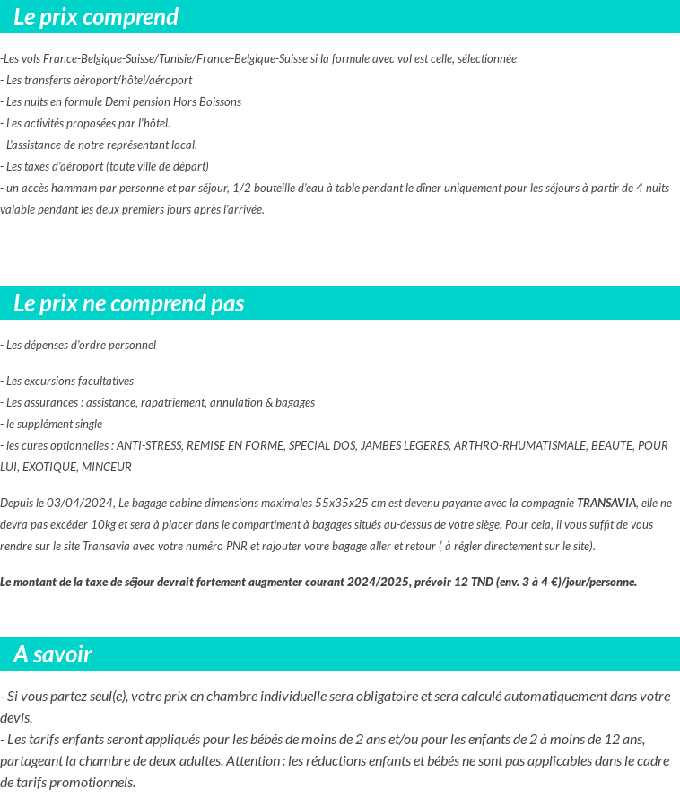Conditions tarifaires