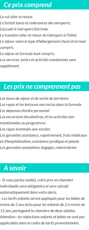 Conditions tarifaires