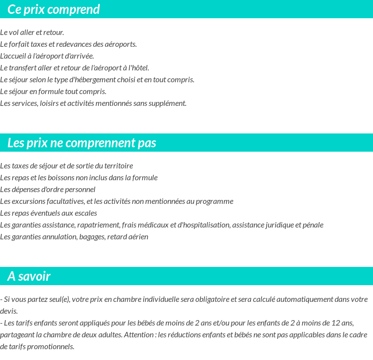 Conditions tarifaires