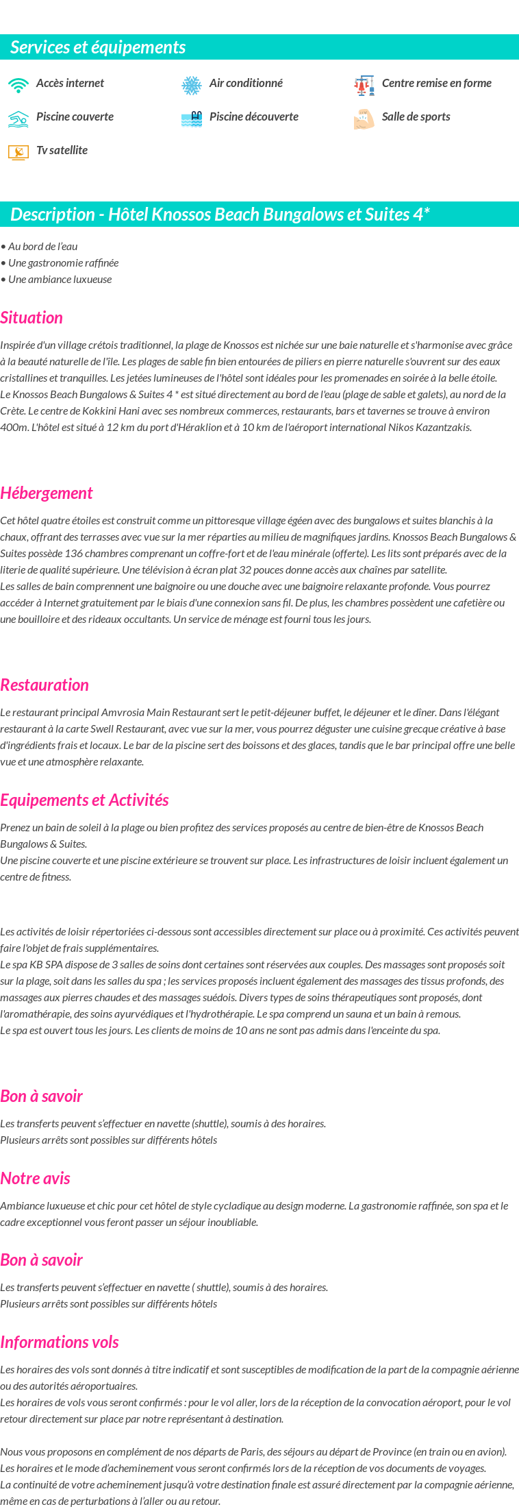 Détails du séjour