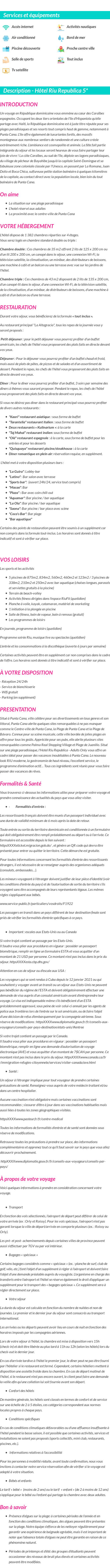 Détails du séjour