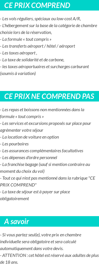 Conditions tarifaires