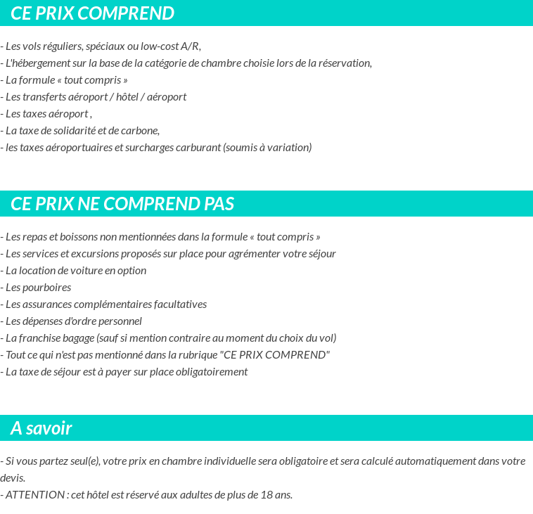 Conditions tarifaires