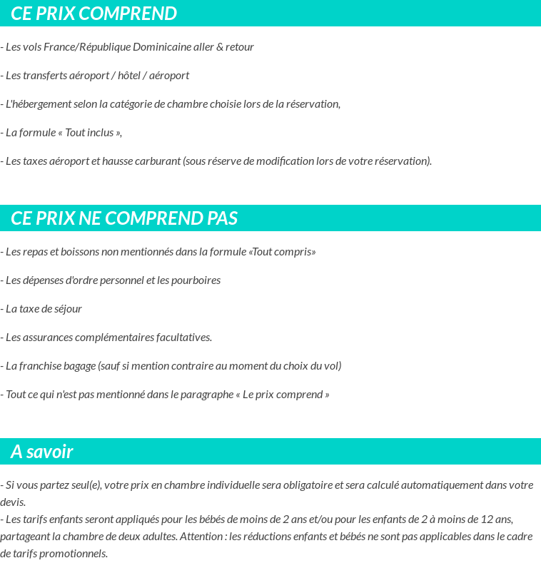 Conditions tarifaires