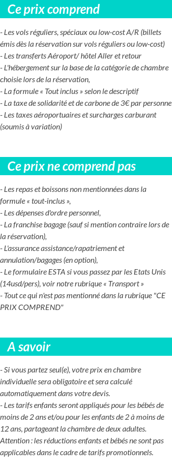Conditions tarifaires