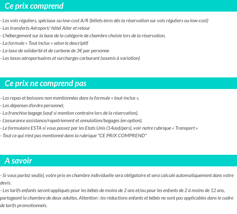 Conditions tarifaires