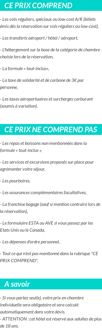 Conditions tarifaires