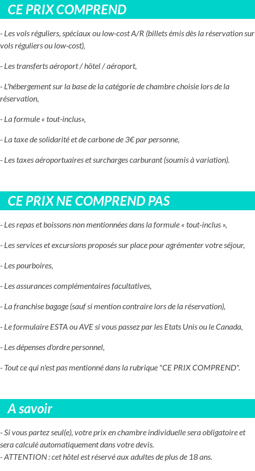 Conditions tarifaires