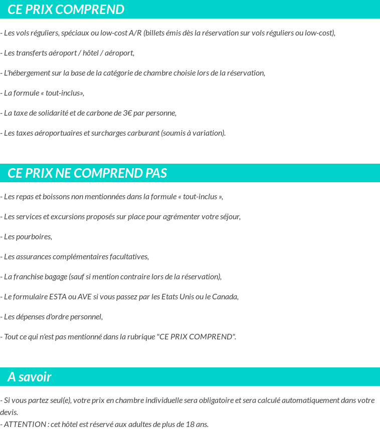 Conditions tarifaires