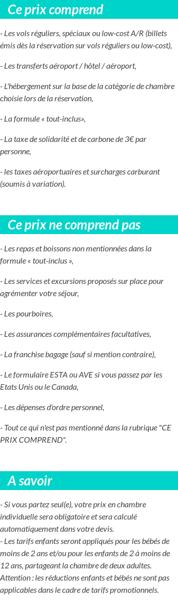 Conditions tarifaires