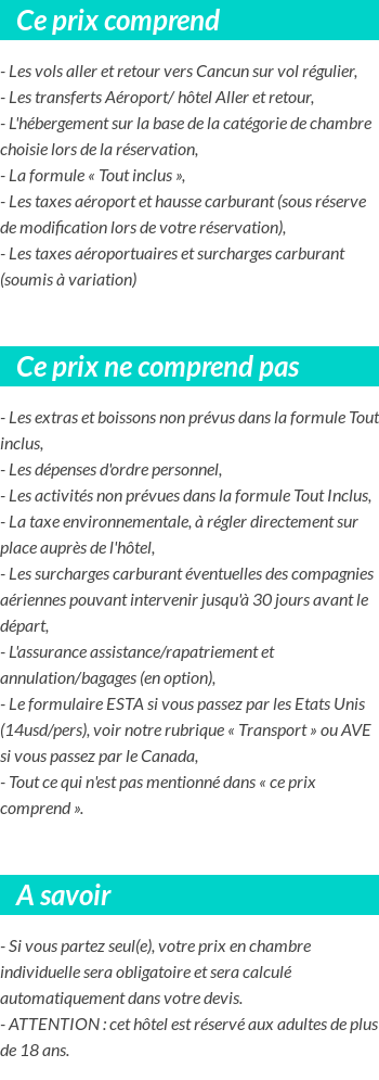 Conditions tarifaires