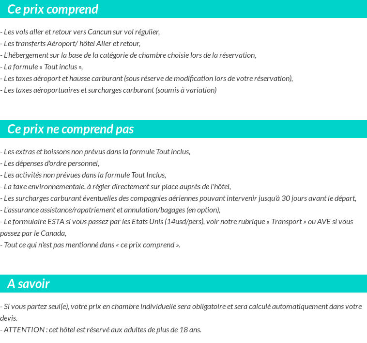 Conditions tarifaires