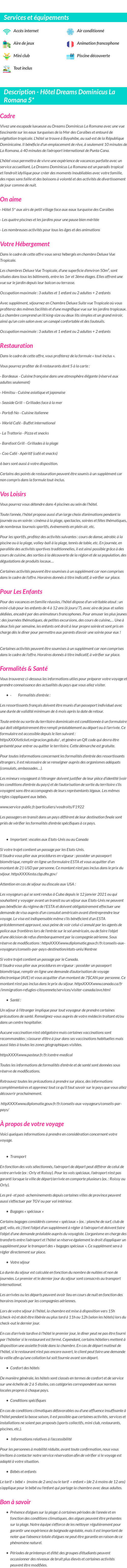 Détails du séjour