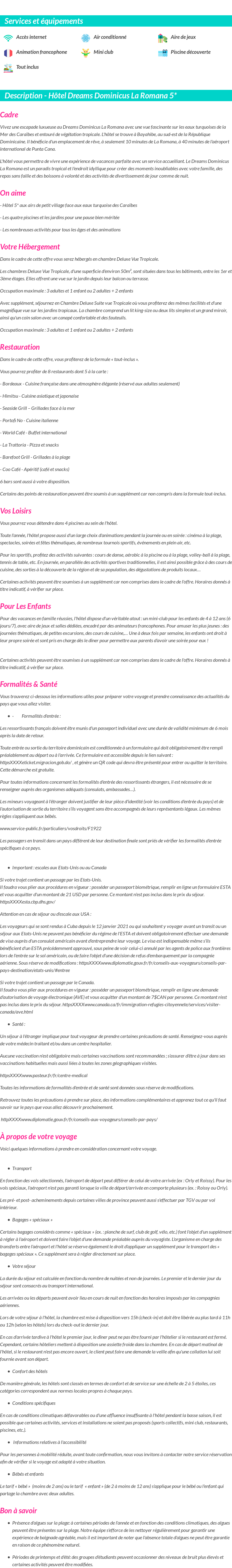 Détails du séjour