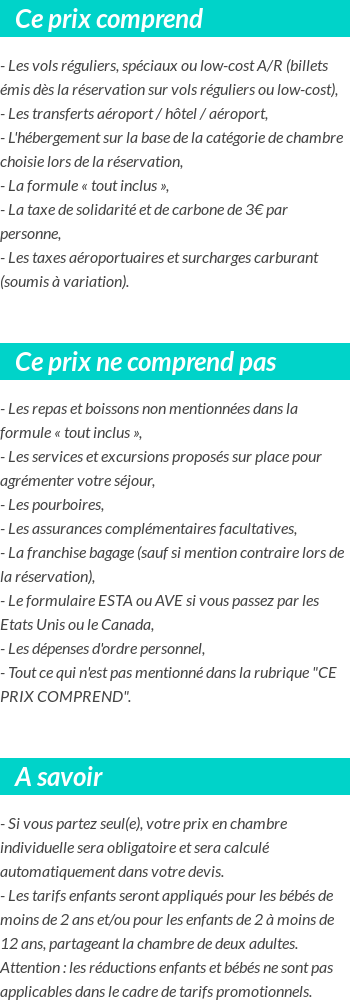 Conditions tarifaires