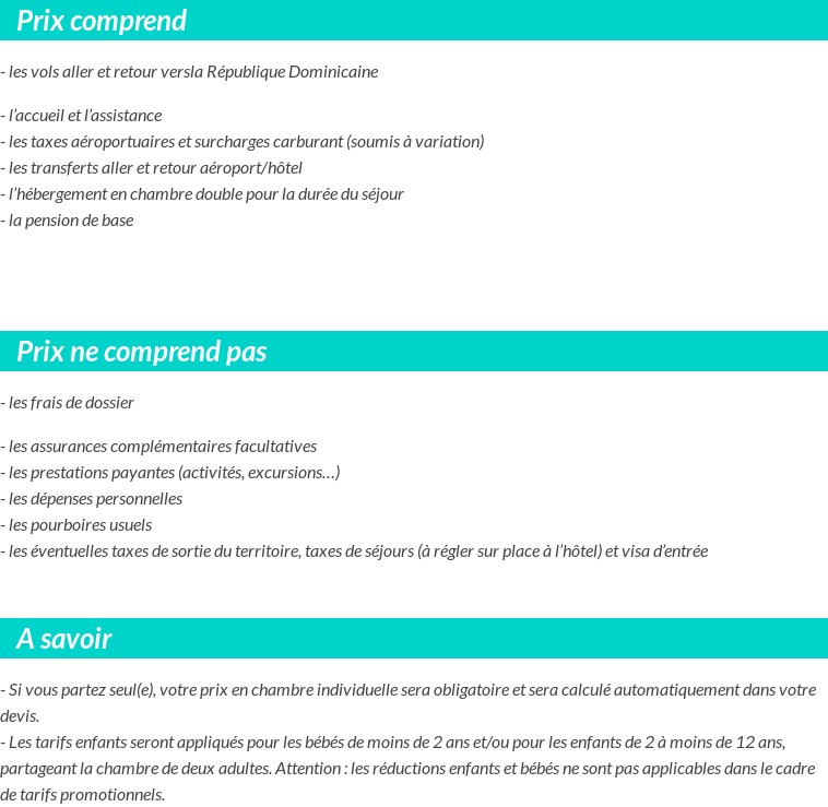 Conditions tarifaires