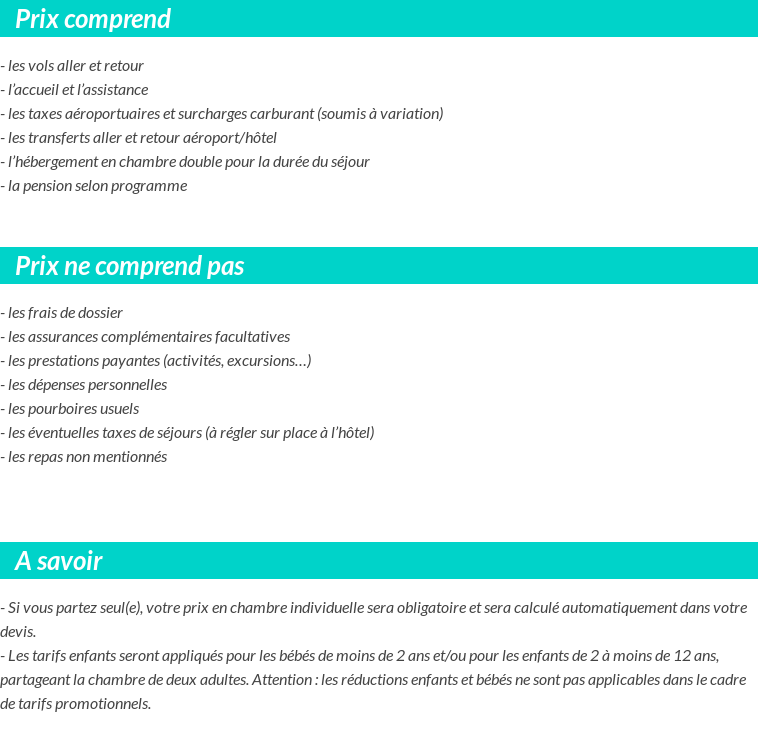 Conditions tarifaires