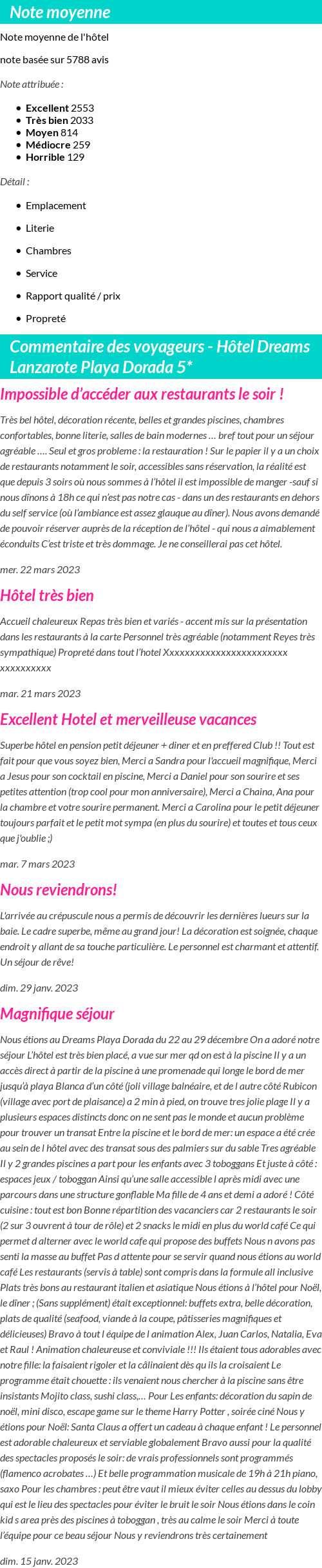 Avis clients